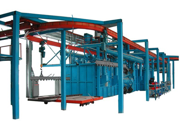 懸鏈式發(fā)動機缸體拋丸機整機圖 懸鏈式發(fā)動機缸體拋丸機整機圖